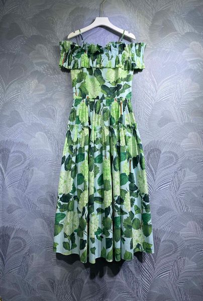 

2023 spring new elegant cotton print long dress, Black;gray