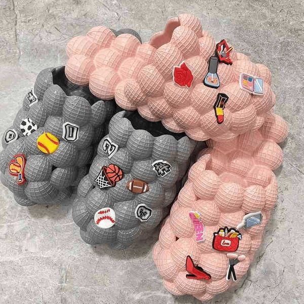 

nxy sandals bubble slides with charms beach men women 2022 summer house shoes pl, Black