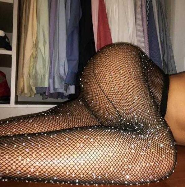

socks hosiery fashion women tights with crystals rhinestone fishnet pantyhose elastic stockings back seam y2302, Black;white