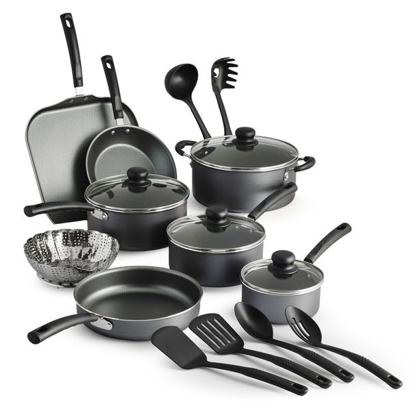 

tramontina primaware 18 piece non-stick cookware set steel gray