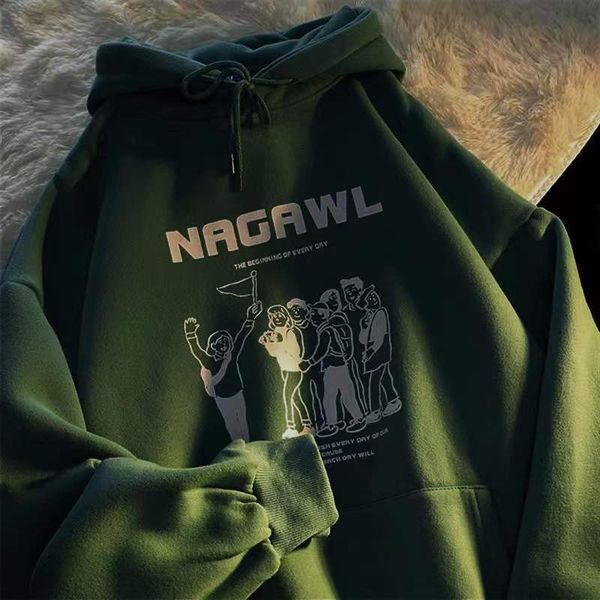

womens hoodies sweatshirts autumn american trend retro hooded sweater men and women autumn and winter ins loose couple lazy wind thin coat a, Black