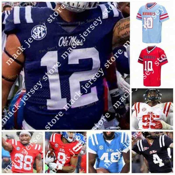 

american college football wear college 2021 red ole miss rebels football jersey ncaa college 10 eli manning 14 bo wallace 49 patrick willis, Black