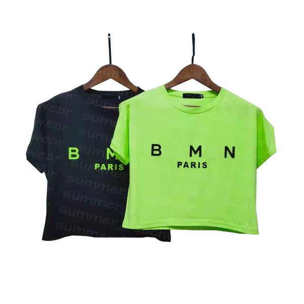 

women summer t shirt short crop letter print designer tees crew neck sport, White