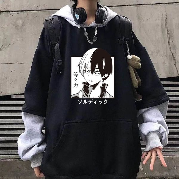 

men's hoodies sweatshirts anime my hero academia printed hoodie funny so todoroki long sleeve hip hop sweatshirt 230206, Black