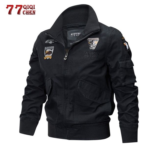

mens jackets tactics jacket men autumn spring bomber cotton coat plus size embroidery airplane pilot cargo male jaqueta masculina 230207, Black;brown