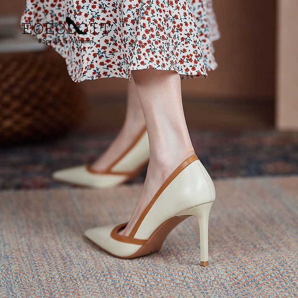 

dress shoes eoeodoit 8 cm heels shoes women french style patchwork pumps office lady slip on shallow leather stiletto sandals pointed toe g2, Black