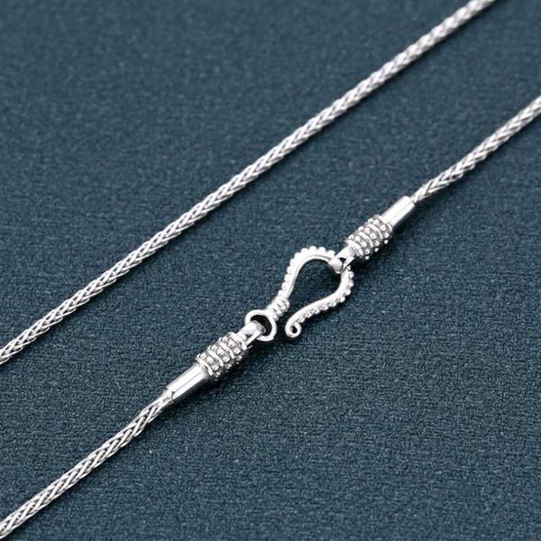 

pendant necklaces s925 sterling trend hemp weaving necklace woman thai silver personality retro rope chain necklave jewelry 0206