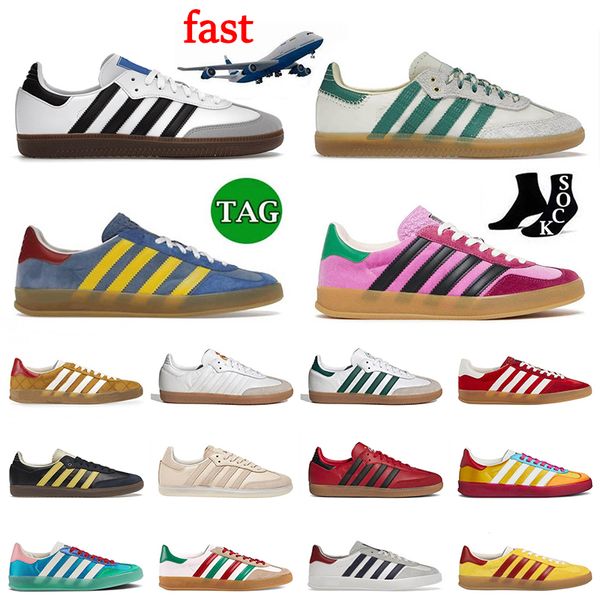 

men women running shoes samba vegan designer trainers gazelles white gum wales bonner light blue pink velvet red monogram sneakers outdoor j, White;red