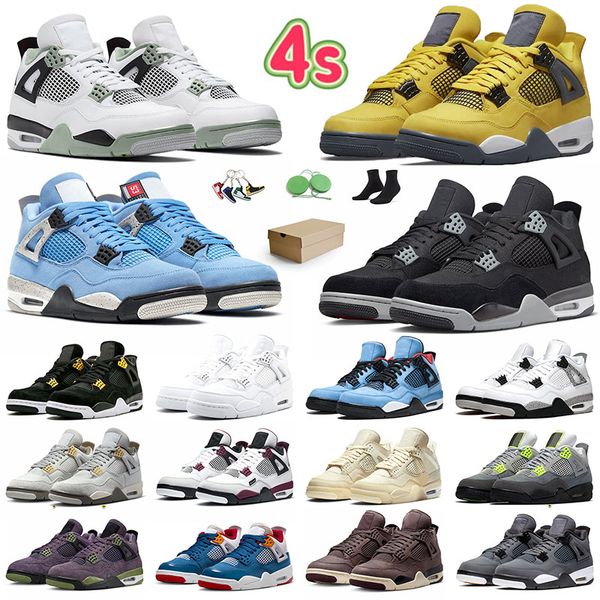 

j4 basketball shoes 4s black canvas us 13 sneakers jumpman 4 university blue tour yellow seafoam royalty pure money white cement pn dust men