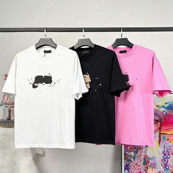 

polo shirt designer men's fashion horse t-shirt leisure golf summer polo shirt graffiti hand-painted letter advanced street fashion top, White