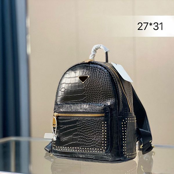 

crocodile backpack travelling bag large capacity handbag school bags fashion alligator genuine leather zipper open three size women clutch