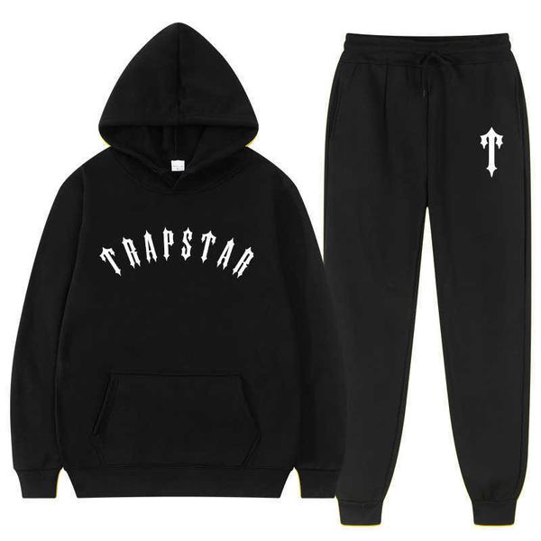 

trapstar men's tracksuits men's clothes hoodies suit street hip hop sweatshirtjoggers piece set fleece warm pullover trend brand s, Gray