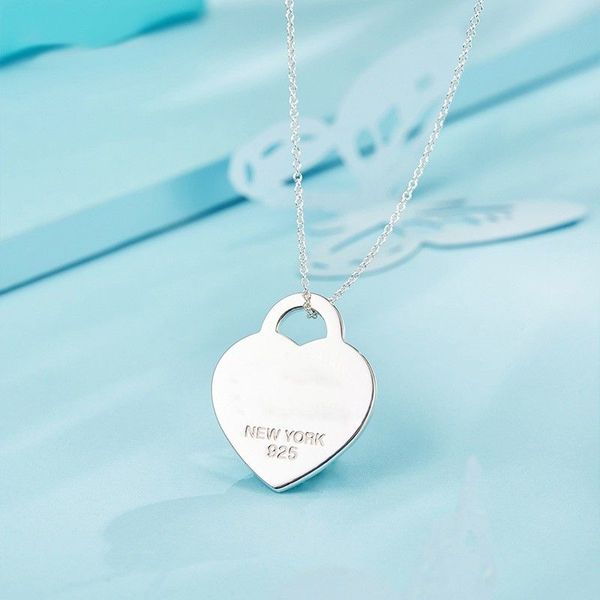 

fashion jewelry luxury heart pendant necklaces designers beaded strands pink red blue bracelet for women anniversary s925 trendy gift girlfr, Silver