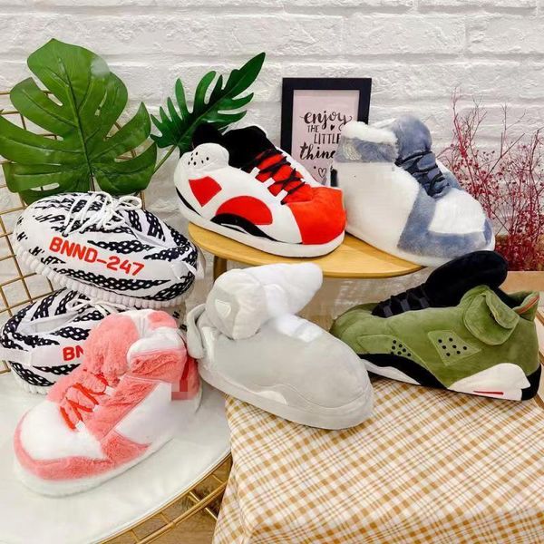 

slippers dropship sneakers men house floor cotton shoes winter warm plush slipper women cute home eu 3545 us 510.5 men slipper 230206, Black