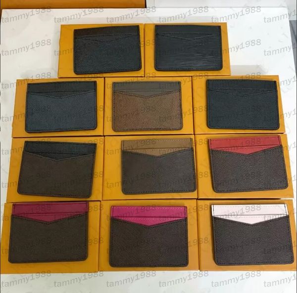 

7a genuine leather quality men women credit card holder classic mini bank card holders small slim wallet wtih box, Brown;gray