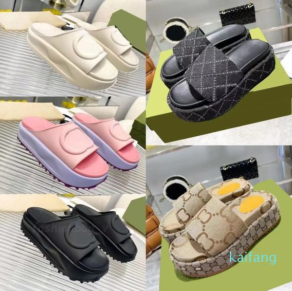 

rubber ggs''gg platform designers sandal gear men women flops luxury leather classic floral flip brocade slides highs flats qualit, Black
