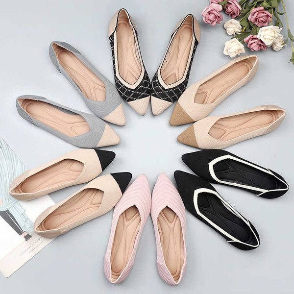 

sandals slip on women flats shoes fashion pointed toe female loafers large size shoes women spring mesh ladies ballet flats boat shoes g2302, Black