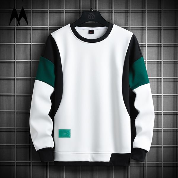 

men's hoodies sweatshirts patchwork crewneck sweatshirt 2023 spring autumn harajuku fashion pullover streetwear casual long sleeve 2302, Black