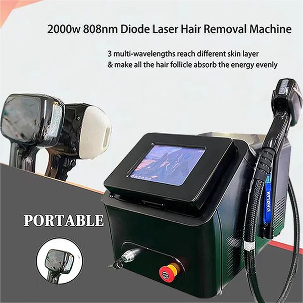 

portable 808nm diode laser permanent hair removal depilacion depilator beauty salon equipment 3 wavelengths 755nm 1064nm 808nm, Black