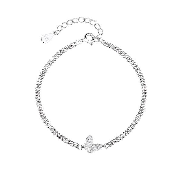 

silver 925 luxury designer butterfly charm bracelet women retro chinese style beaded bangle double bracelets female fine jewelry, Golden;silver