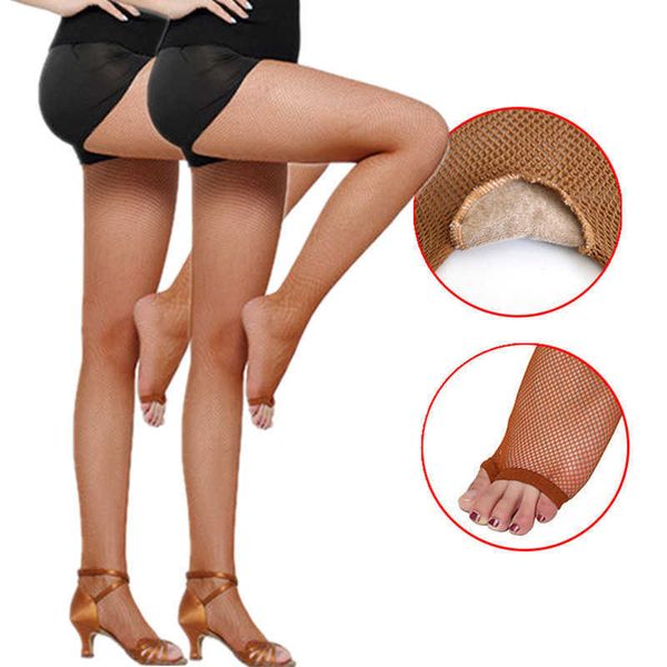 

socks hosiery 2pairs professional latin dance tight women fishnet pantyhose elastic slim open toe net tights thigh stockings y2302, Black;white