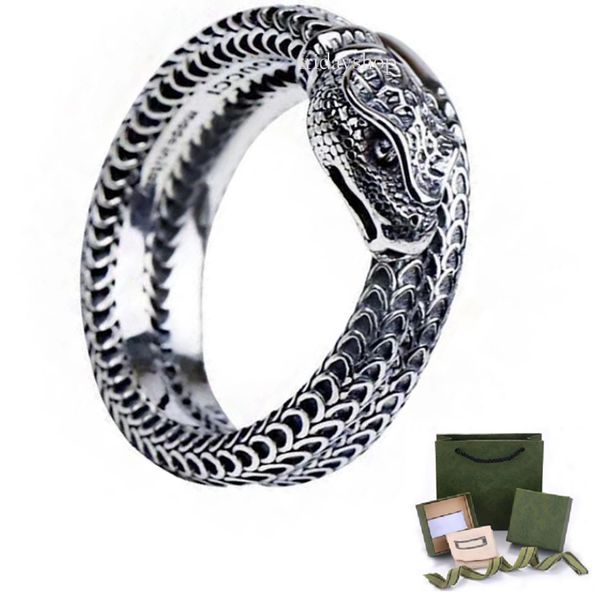 

new mens rings fashion brand vintage snake ring engraving couples ring wedding jewelry gift love rings, Silver