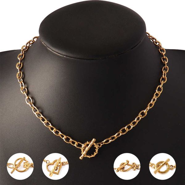 

pendant stainless steel ot buckle hip hop thick s for women men bead chain necklace chunky choker jewelry 0206, Silver