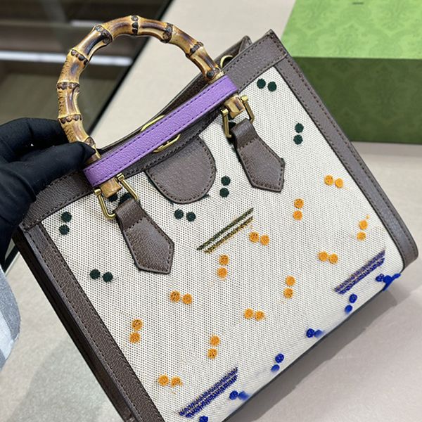 

large capacity tote bag shoulder bags fashion bamboo handbag canvas leather vintage hardware travel shopping handbags removable strap purse