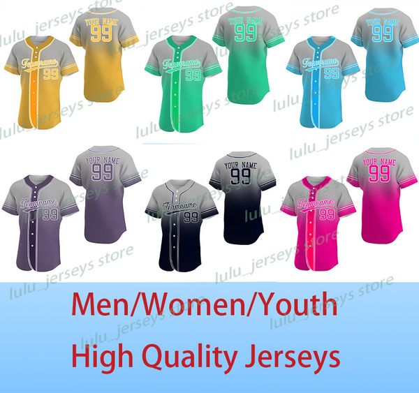 

custom baseball jerseys stitched personalized new gradient color jerseys baseball shirts sports uniform for men women youth (s-7xl), Blue;black