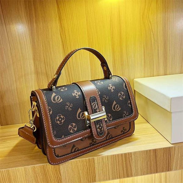 

2023 bags clearance outlets new soft leather texture old flower single shoulder messenger women's and autumn versatile casual small squ