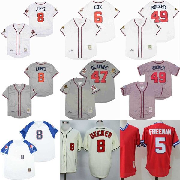 

movie mitchell and ness baseball 6 bobby cox jerseys vintage stitched 8 javy lopez bob uecker 47 tom glavine 5 freddie an 49 john rocker jer, Black