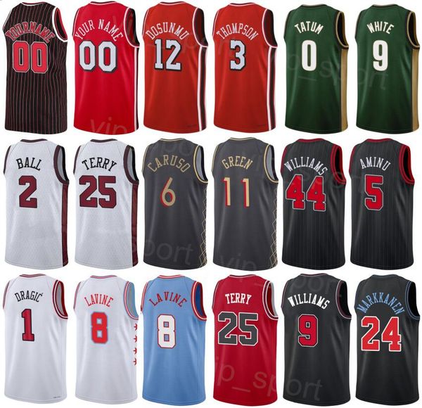 

printed classic basketball lonzo ball jerseys 2 coby white 0 julian phillips nikola vucevic 9 alex caruso 6 ayo dosunmu demar derozan zach l, Black;red