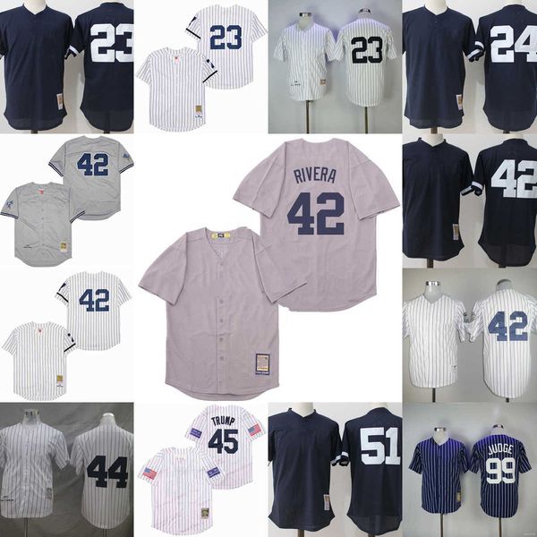 

movie mitchell and ness baseball 23 don mattingly jerseys vintage stitched 42 mariano rivera 44 reggie jackson 99 aaron judge 51 bernie will, Black