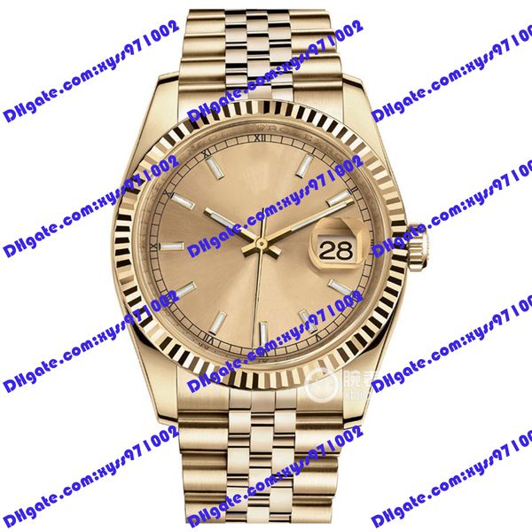 

highquality watch 2813 automatic mechanical wristwatch 116238 36mm gold dial luxury men's watch stainless steel strap sapphire glass fa, Slivery;brown