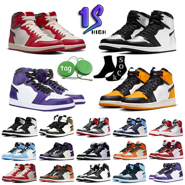 

new jumpman 1 1s basketball shoes men women black white heritage bred patent university blue hype royal dark mocha shadow mens trainer sport