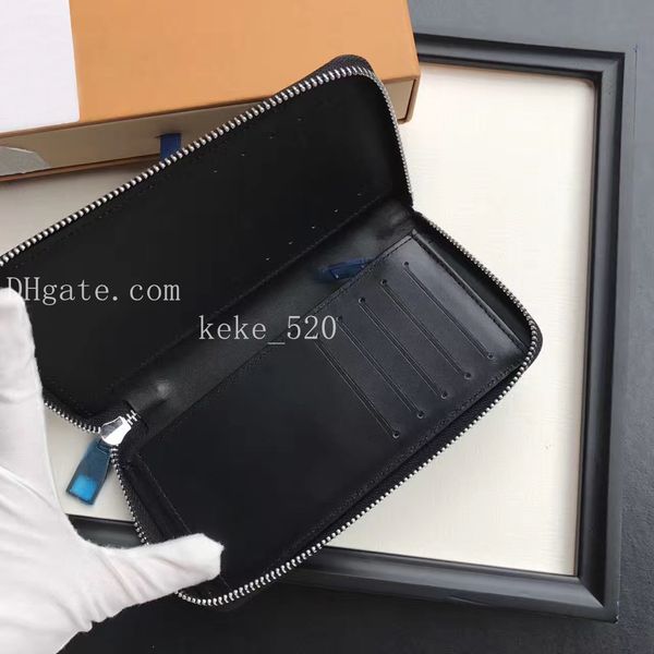 

black flower men's zipper wallet designer bag long design multi-compartment pockets to accommodate change credit card m63095, Red;black