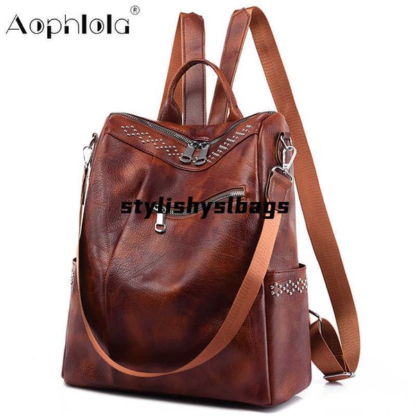 

backpack fashion backpack 2021 new luxury ladies casual soft leather travel backpack large capacity comfortable school bag 020823h