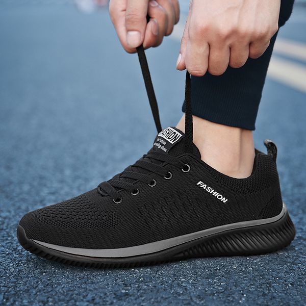 

dress shoes men women knit sneakers summer breathable athletic running walking gym fashion lightweight sport 230208, Black