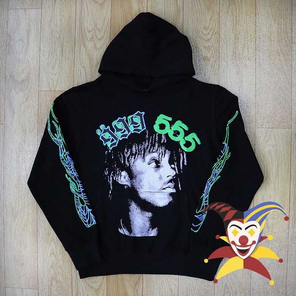 

men's hoodies sweatshirts fluorescent green puff print sp5der young thug 555555 angel hoodie men women 1 1 spider web pullover t230111, Black