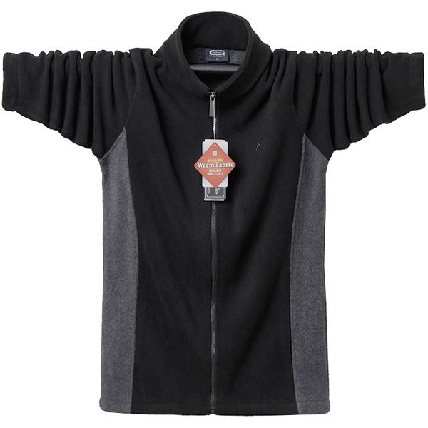 

men's hoodies sweatshirts soft fleece large size big and tall men clothing jacket liner autumn winter cardigan plus coat male coats bom, Black
