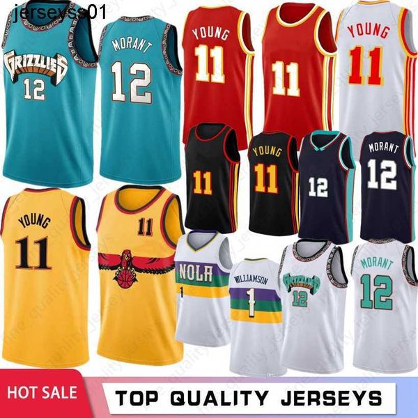 

ja 12 morant trae zion 11 young 1 williamson men basketball jerseys mens jersey stitched 2022 75th jersey stock s-xxl outdoor apparel wear, Black;red