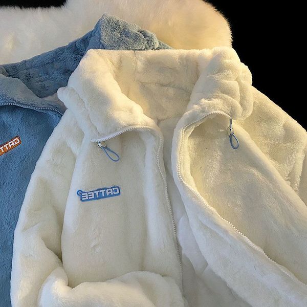 

women's hoodie sweathirt autumn and winter lamb wool heepkin coat fur onepiece thickened jacket caual warm 230208, Black