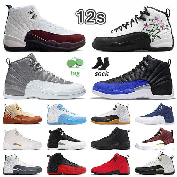 

a ma maniere x 12s basketball shoes mens womens jumpman 12 flu game battery black winter stealth grey ovo white year of china tiger flu game