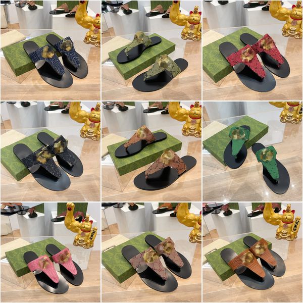 

designer flip slippers double g thong flops brand sandal women slides men summer shoes beach pool leather slide slip on buckle flats classic, Black