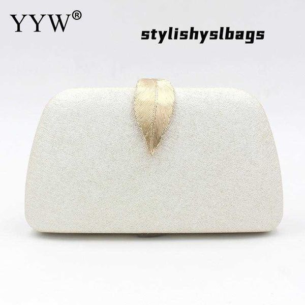 

totes white satin clutch bags with metal leaf buckle party bags for women 2021 fashion ladies handbag party purse for bridal cluthes 020823h