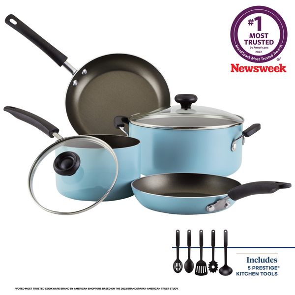

farberware easy clean aluminum nonstick cookware pots and pans set 11-piece