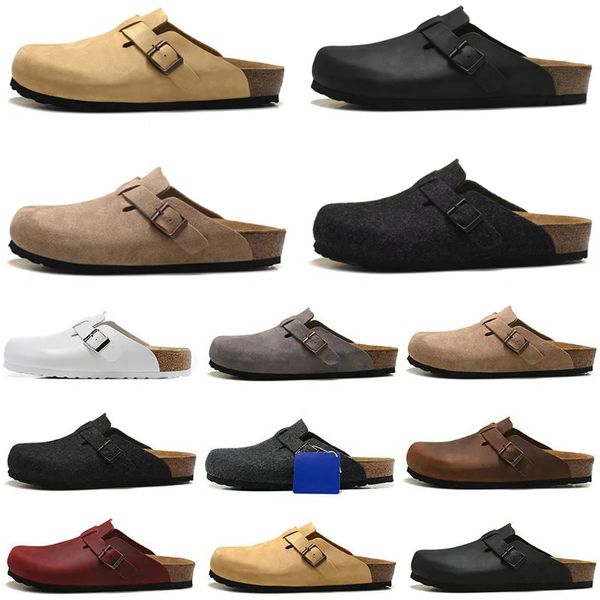 

2023 birkenstocks birkenstock boston clog sandals men women designer slippers leather woody loafers for men women slipper sandals brown blac, Black