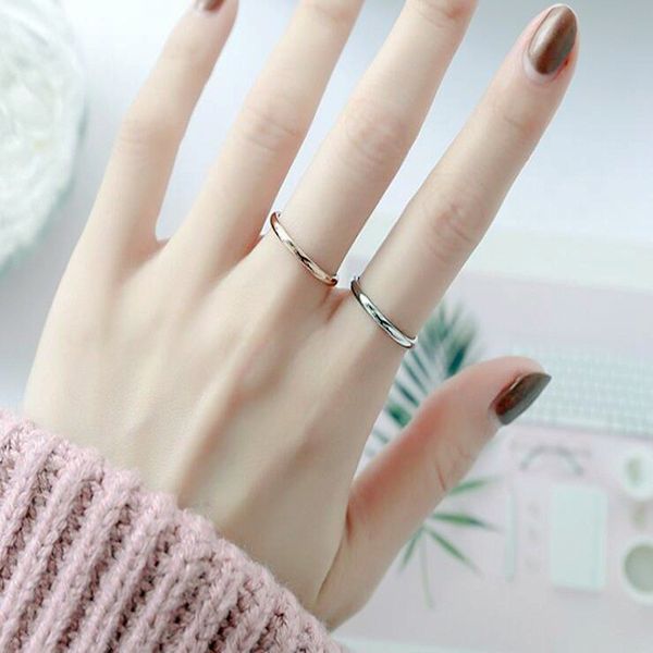 

Luxury Minimalist Band Ring 2MM Stainless Steel Jewelry for Women Gift