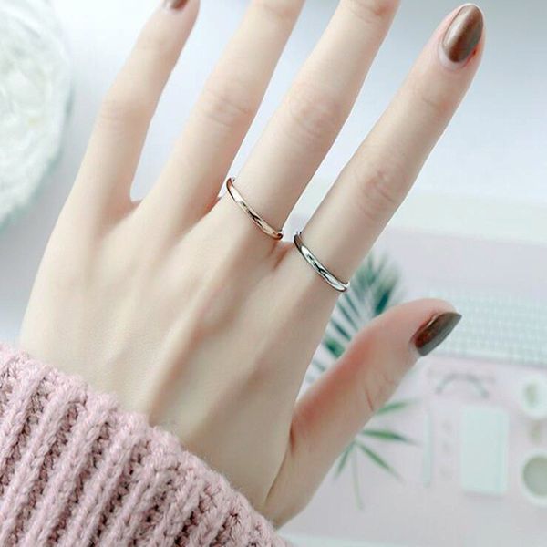 

Luxury Minimalist Band Ring 2MM Stainless Steel Jewelry for Women