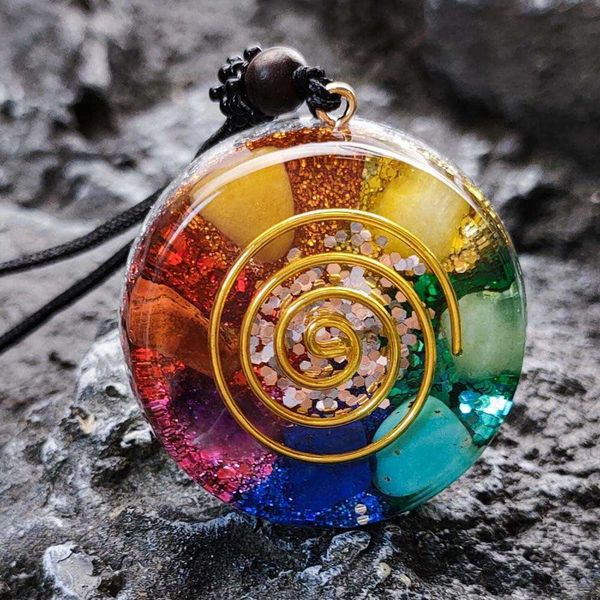 

pendant necklaces orgonite neckle energy generator emf protection healing crystal sred geometry chakra neckles meditation jewellry y2302, Silver